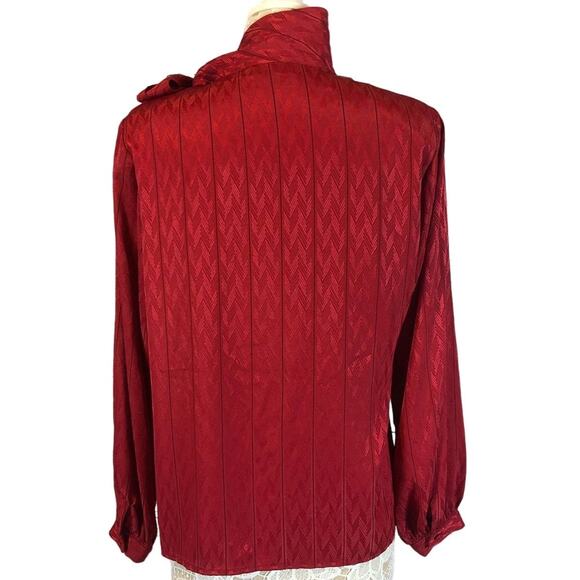 NWT Vintage David Matthew Red blouse with side necktie size 16 - Picture 2 of 12